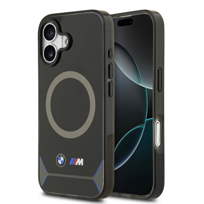 Apple iPhone 17 Kılıf BMW Orjinal Lisanslı M-safe Şarj Özellikli Metal Buton Tasarımlı IML Baskılı M Dizayn Kapak Mavi