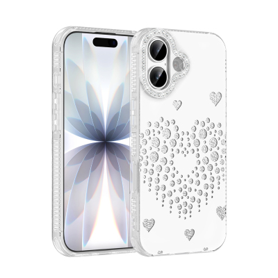 Apple iPhone 17 Kılıf Damla Taşlı Zore Rivas Sert PC Kapak Beyaz