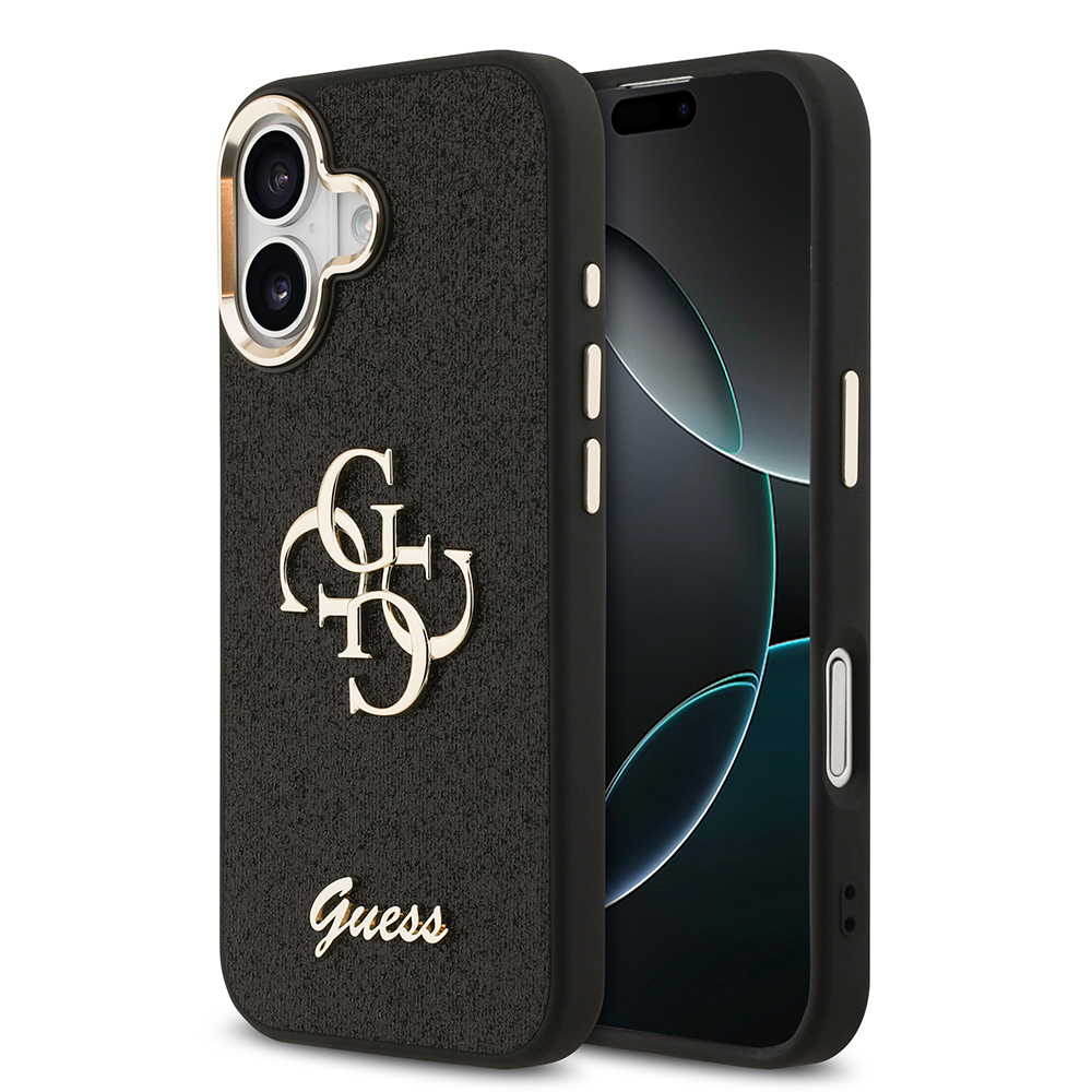 Apple iPhone 17 Kılıf Guess Orjinal Lisanslı 4G Büyük Metal Kamera Çerçeveli ve Logolu Glitter Kapak - 1