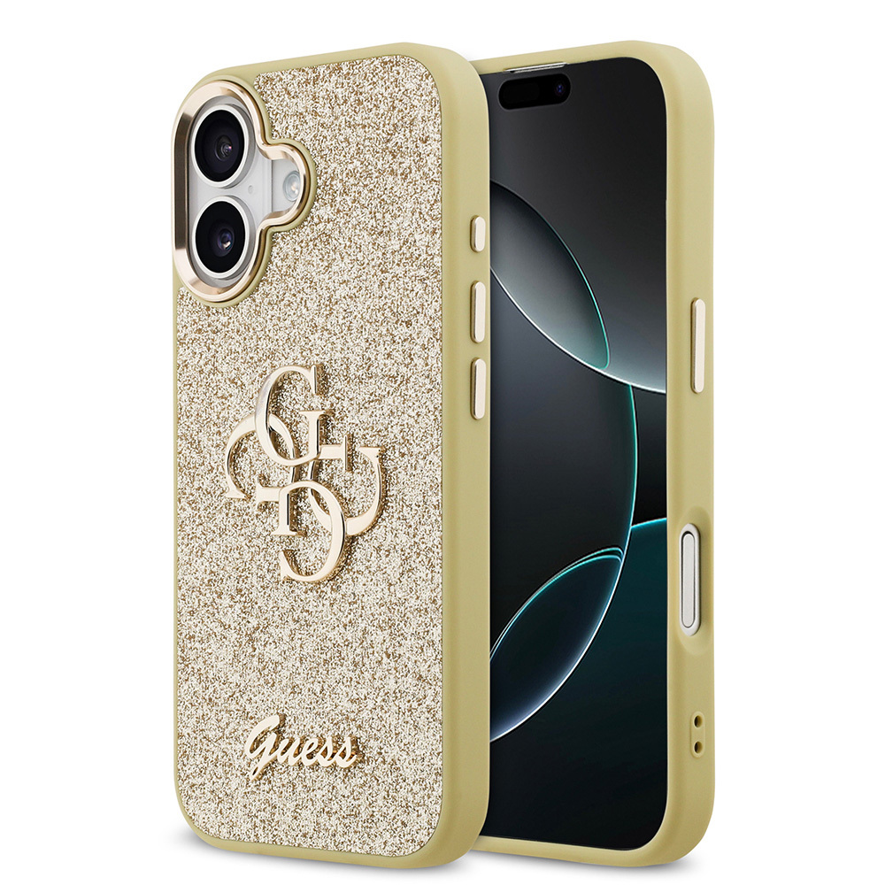 Apple iPhone 17 Kılıf Guess Orjinal Lisanslı 4G Büyük Metal Kamera Çerçeveli ve Logolu Glitter Kapak - 3