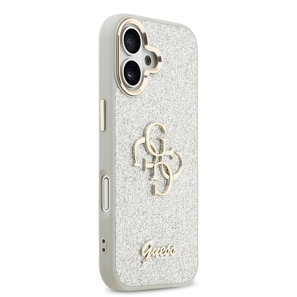 Apple iPhone 17 Kılıf Guess Orjinal Lisanslı 4G Büyük Metal Kamera Çerçeveli ve Logolu Glitter Kapak - 22