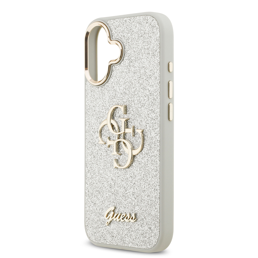 Apple iPhone 17 Kılıf Guess Orjinal Lisanslı 4G Büyük Metal Kamera Çerçeveli ve Logolu Glitter Kapak - 24