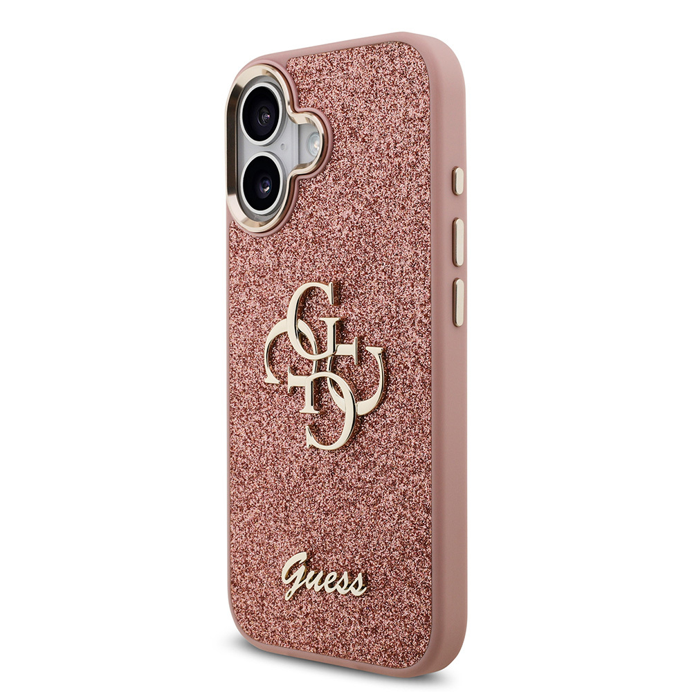 Apple iPhone 17 Kılıf Guess Orjinal Lisanslı 4G Büyük Metal Kamera Çerçeveli ve Logolu Glitter Kapak - 27