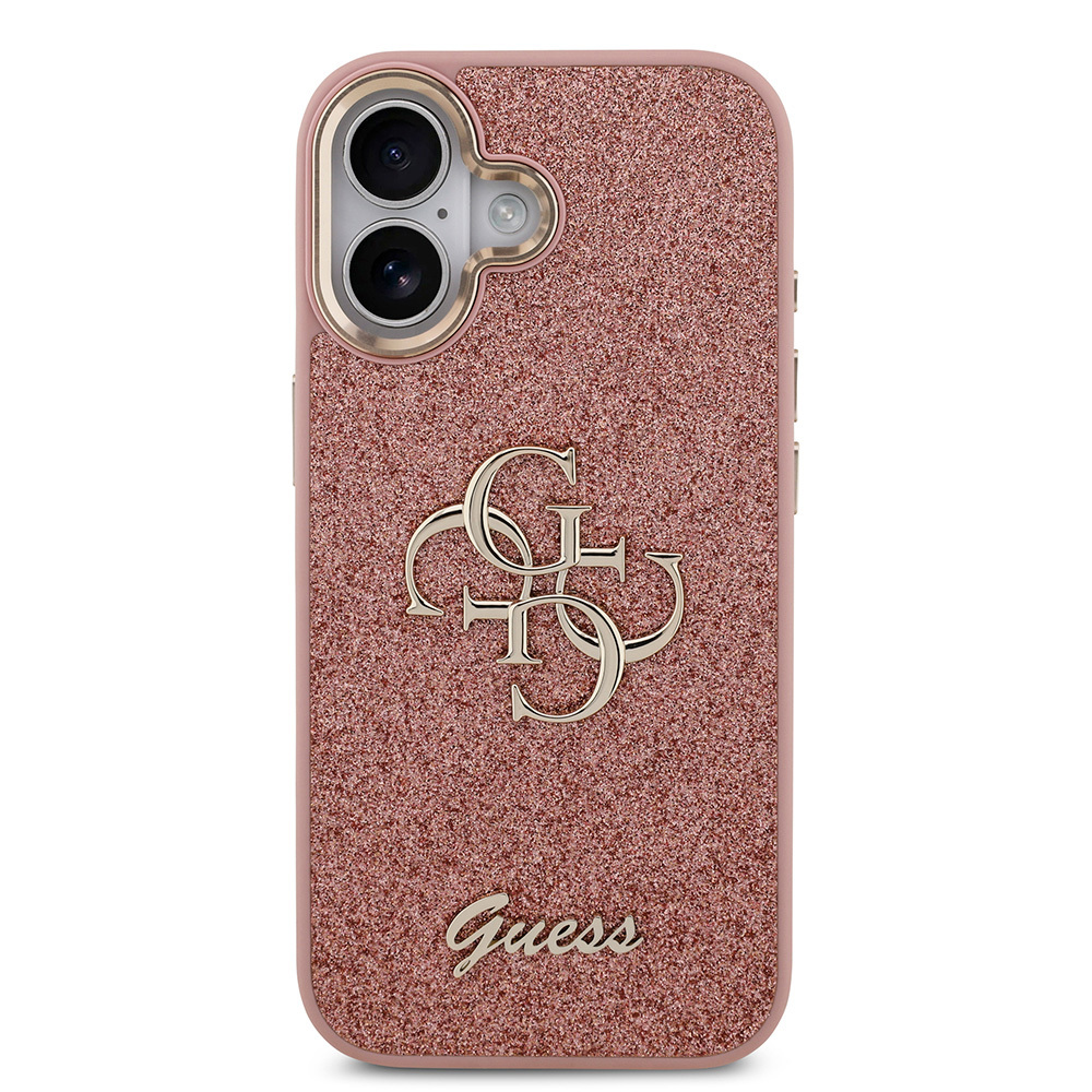 Apple iPhone 17 Kılıf Guess Orjinal Lisanslı 4G Büyük Metal Kamera Çerçeveli ve Logolu Glitter Kapak - 28