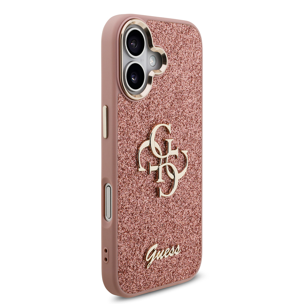Apple iPhone 17 Kılıf Guess Orjinal Lisanslı 4G Büyük Metal Kamera Çerçeveli ve Logolu Glitter Kapak - 29