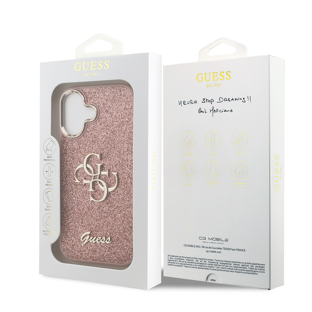 Apple iPhone 17 Kılıf Guess Orjinal Lisanslı 4G Büyük Metal Kamera Çerçeveli ve Logolu Glitter Kapak - 33