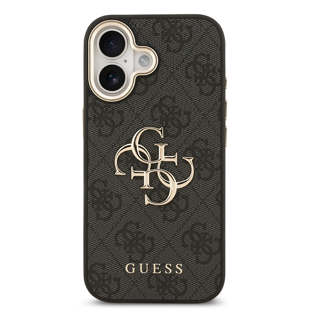 Apple iPhone 17 Kılıf Guess Orjinal Lisanslı Gold Metal Kamera Çerçeveli 4G Desenli Metal Büyük 4G ve Yazı Logolu Kapak - 13