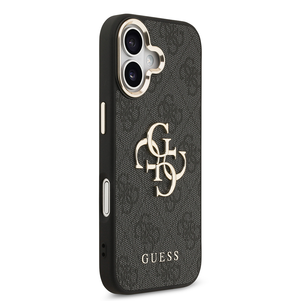 Apple iPhone 17 Kılıf Guess Orjinal Lisanslı Gold Metal Kamera Çerçeveli 4G Desenli Metal Büyük 4G ve Yazı Logolu Kapak - 14