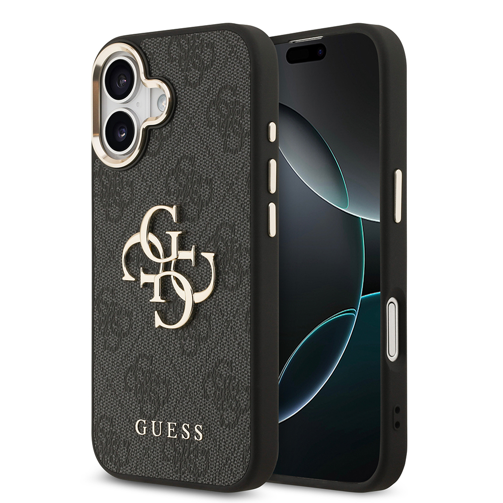 Apple iPhone 17 Kılıf Guess Orjinal Lisanslı Gold Metal Kamera Çerçeveli 4G Desenli Metal Büyük 4G ve Yazı Logolu Kapak - 3