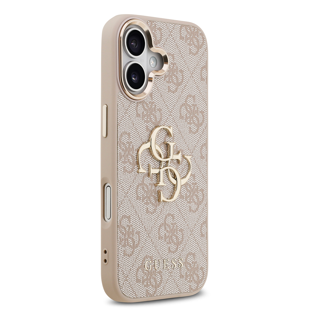 Apple iPhone 17 Kılıf Guess Orjinal Lisanslı Gold Metal Kamera Çerçeveli 4G Desenli Metal Büyük 4G ve Yazı Logolu Kapak - 21