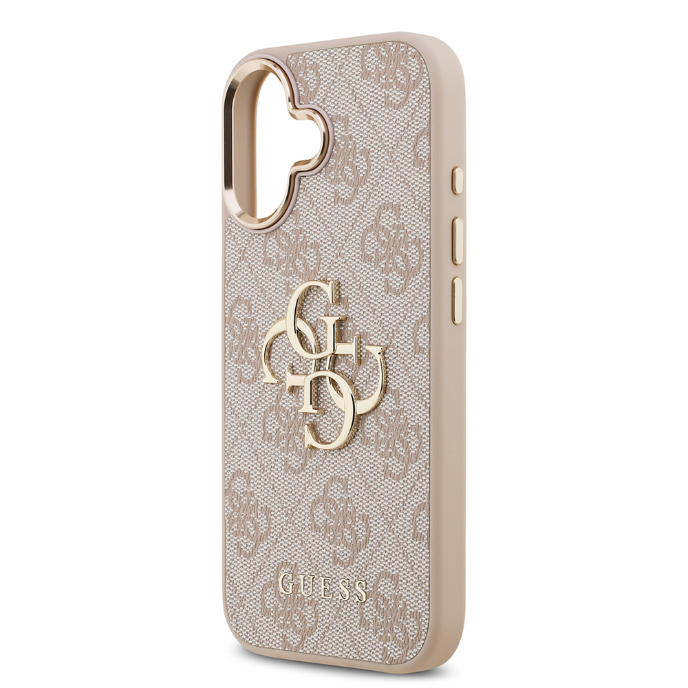 Apple iPhone 17 Kılıf Guess Orjinal Lisanslı Gold Metal Kamera Çerçeveli 4G Desenli Metal Büyük 4G ve Yazı Logolu Kapak - 23