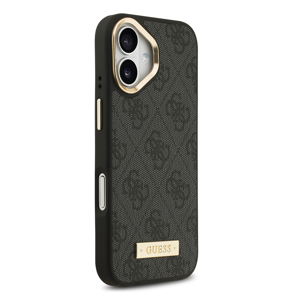 Apple iPhone 17 Kılıf Guess Orjinal Lisanslı M-safe Şarj Özellikli 4G Desenli PU Metal Plaka Klasik Logolu Kapak - 13