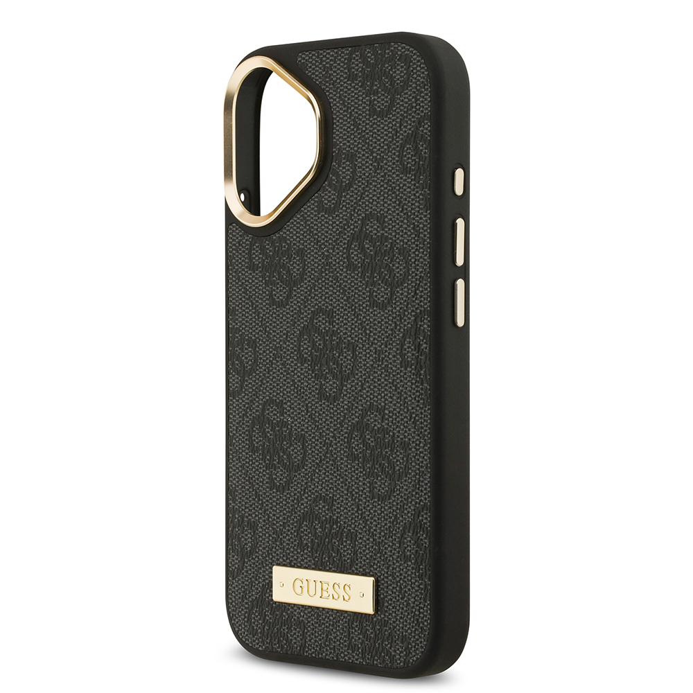 Apple iPhone 17 Kılıf Guess Orjinal Lisanslı M-safe Şarj Özellikli 4G Desenli PU Metal Plaka Klasik Logolu Kapak - 16
