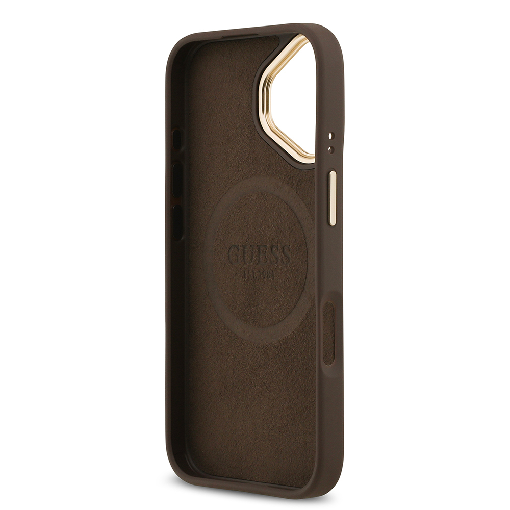 Apple iPhone 17 Kılıf Guess Orjinal Lisanslı M-safe Şarj Özellikli 4G Desenli PU Metal Plaka Klasik Logolu Kapak - 22