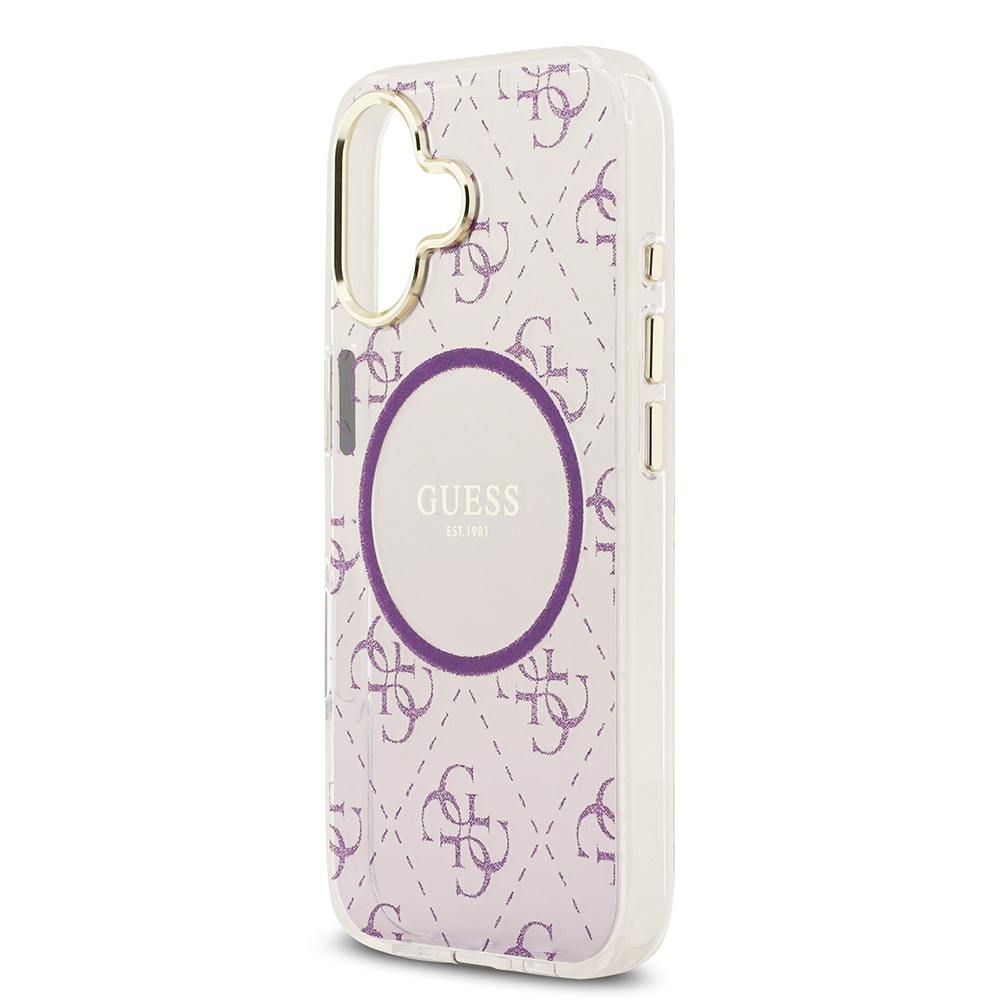 Apple iPhone 17 Kılıf Guess Orjinal Lisanslı M-safe Şarj Özellikli 4G Desenli Simli Silikon Kapak - 23