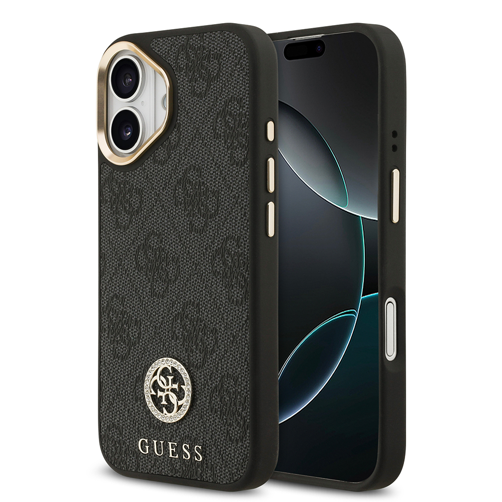 Apple iPhone 17 Kılıf Guess Orjinal Lisanslı M-safe Şarj Özellikli Gold Metal Kamera Çerçeveli Taşlı 4G Logolu Kapak - 2