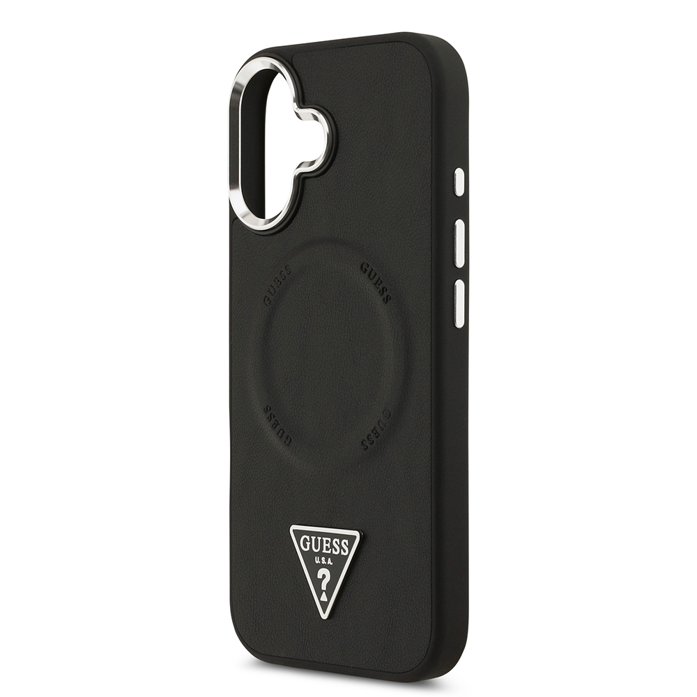 Apple iPhone 17 Kılıf Guess Orjinal Lisanslı M-safe Şarj Özellikli PU Deri Metal Kamera Çerçeveli Üçgen Logolu Kapak - 8