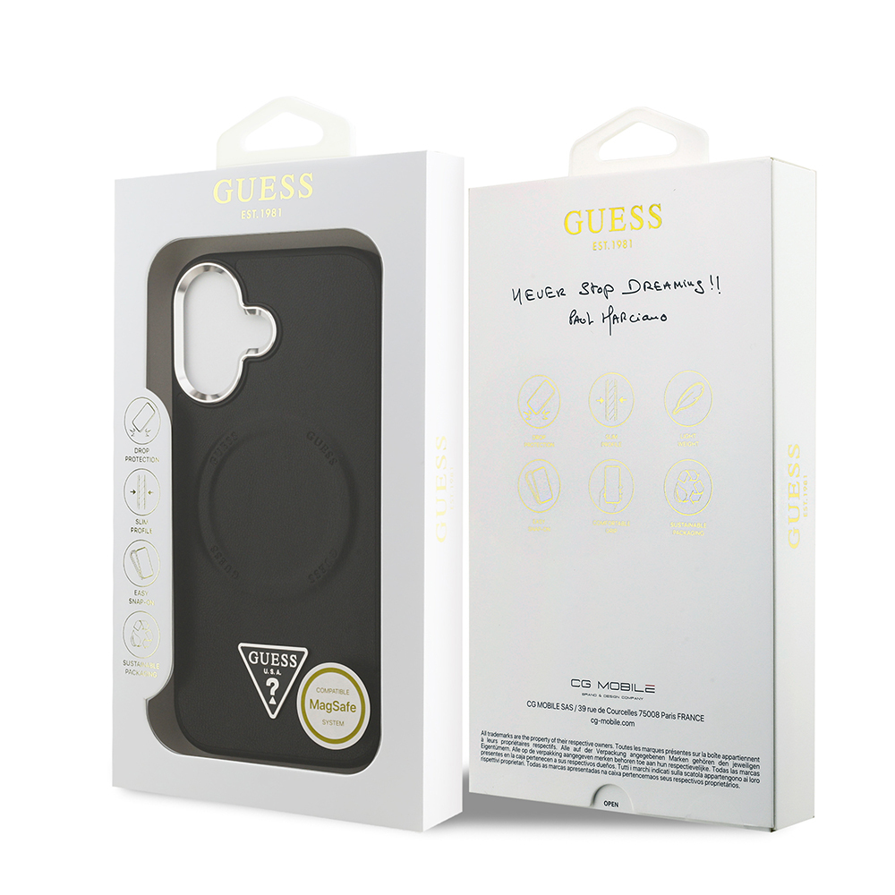 Apple iPhone 17 Kılıf Guess Orjinal Lisanslı M-safe Şarj Özellikli PU Deri Metal Kamera Çerçeveli Üçgen Logolu Kapak - 9
