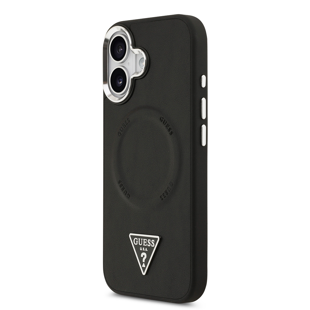 Apple iPhone 17 Kılıf Guess Orjinal Lisanslı M-safe Şarj Özellikli PU Deri Metal Kamera Çerçeveli Üçgen Logolu Kapak - 5