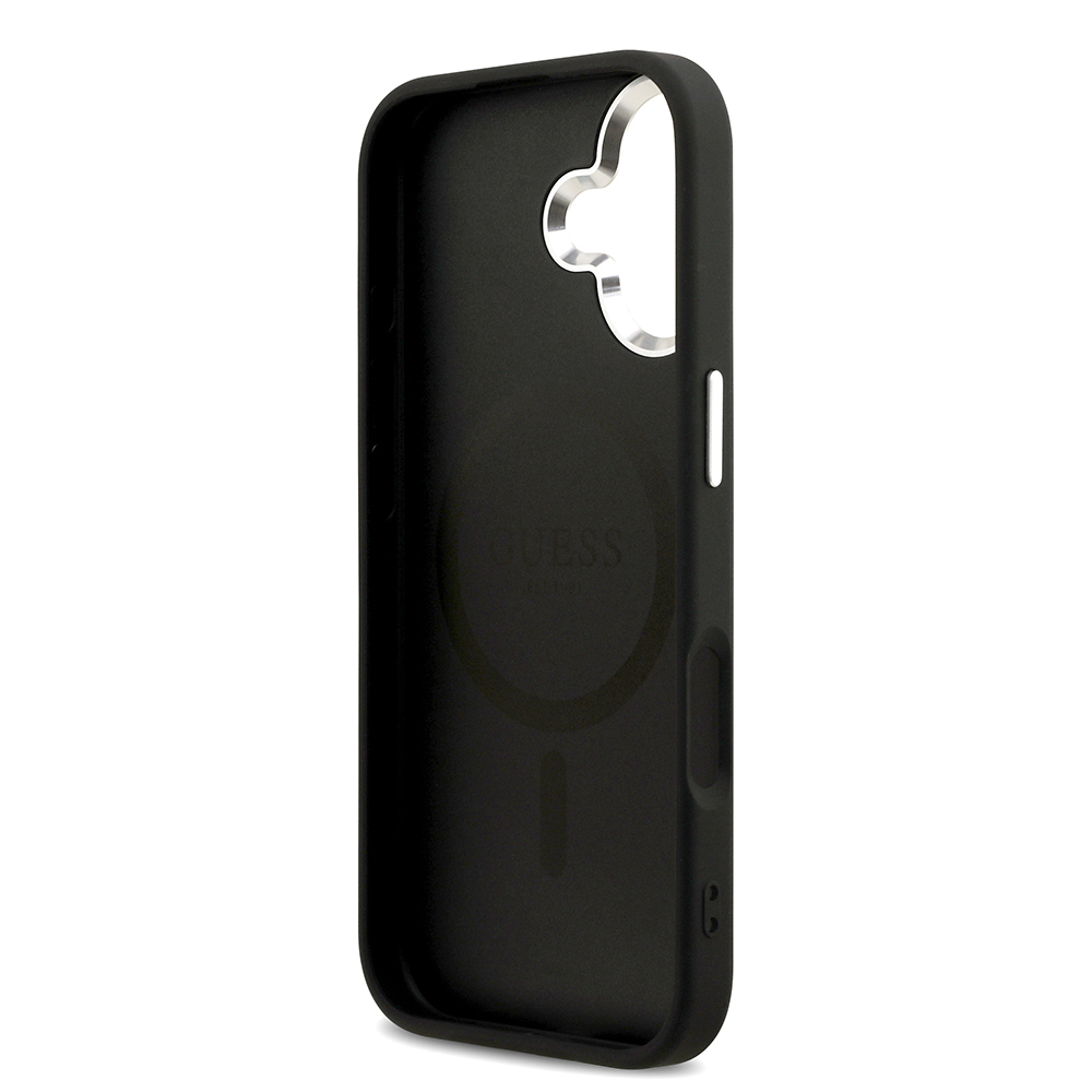 Apple iPhone 17 Kılıf Guess Orjinal Lisanslı M-safe Şarj Özellikli Sıcak Baskılı Klasik Yazı Logolu PU Deri Peony Kapak - 16