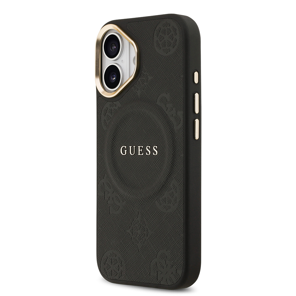 Apple iPhone 17 Kılıf Guess Orjinal Lisanslı M-safe Şarj Özellikli Sıcak Baskılı Yazı Logolu PU Deri Peony Kapak - 5