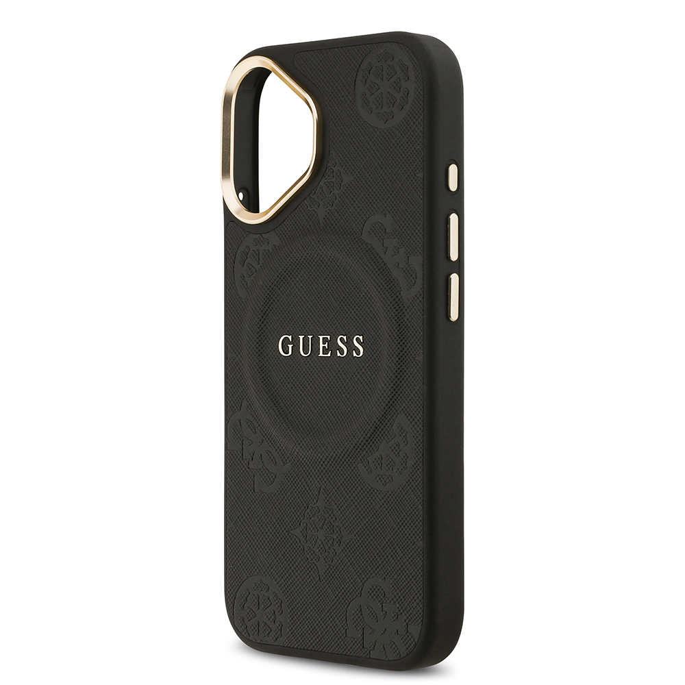 Apple iPhone 17 Kılıf Guess Orjinal Lisanslı M-safe Şarj Özellikli Sıcak Baskılı Yazı Logolu PU Deri Peony Kapak - 9