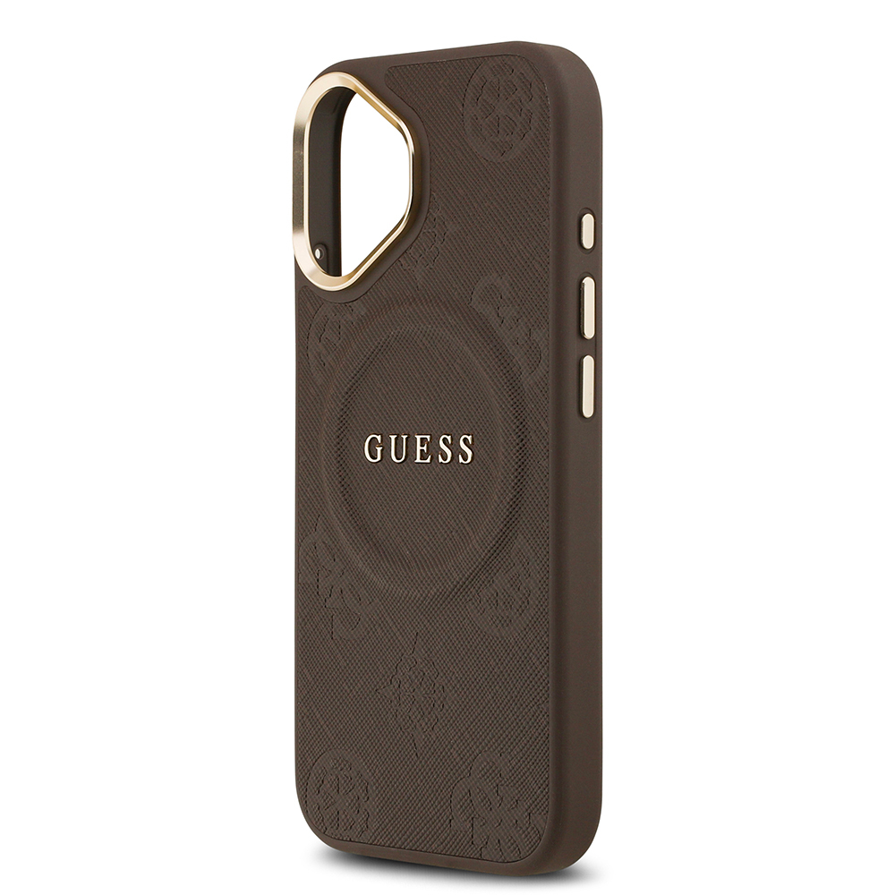 Apple iPhone 17 Kılıf Guess Orjinal Lisanslı M-safe Şarj Özellikli Sıcak Baskılı Yazı Logolu PU Deri Peony Kapak - 16