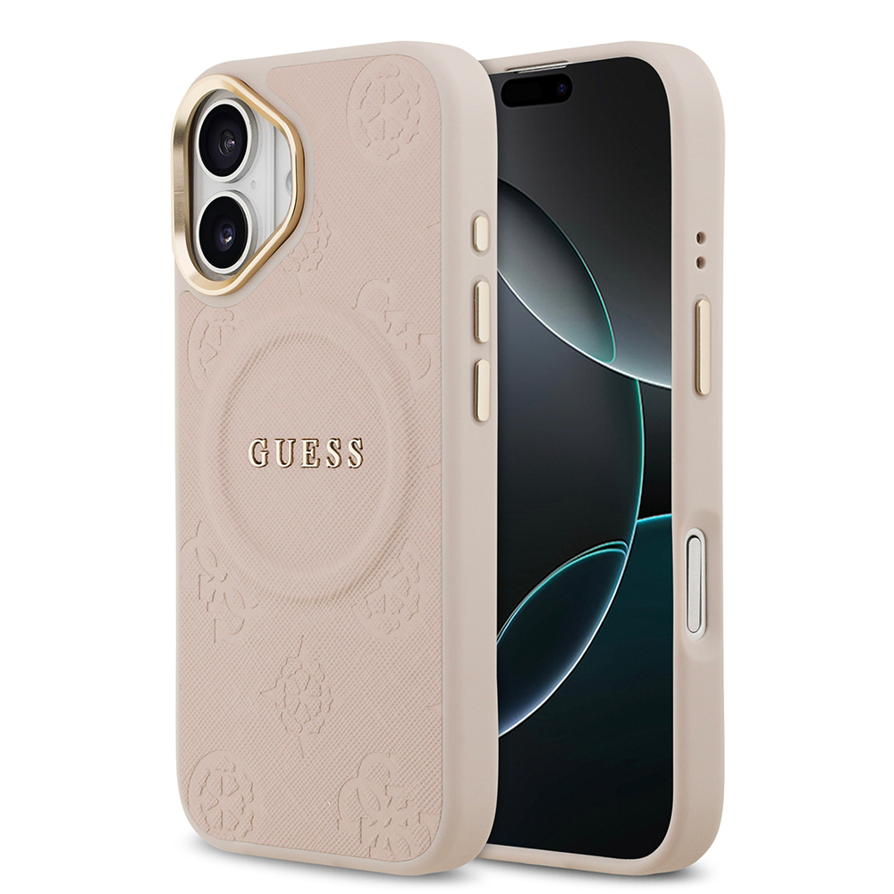 Apple iPhone 17 Kılıf Guess Orjinal Lisanslı M-safe Şarj Özellikli Sıcak Baskılı Yazı Logolu PU Deri Peony Kapak - 3