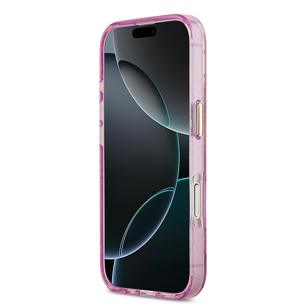 Apple iPhone 17 Kılıf Guess Orjinal Lisanslı M-safe Şarj Özellikli Simli Çiçek Desenli Metal Kamera Çerçeveli Üçgen Logolu Kapak - 23