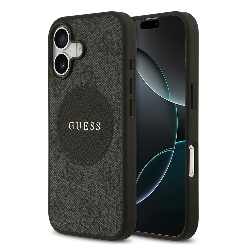 Apple iPhone 17 Kılıf Guess Orjinal Lisanslı M-safe Şarj Özellikli Yazı Logolu Circle Classic Kapak - 1