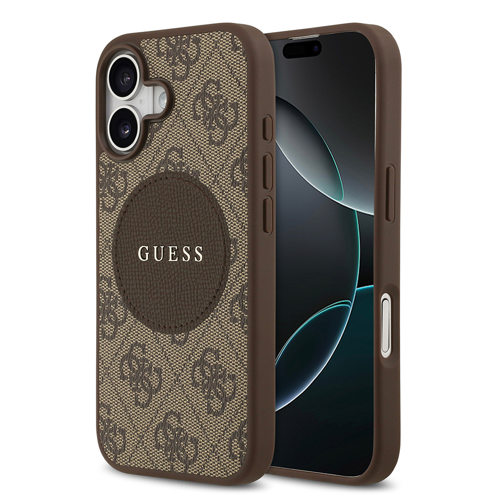 Apple iPhone 17 Kılıf Guess Orjinal Lisanslı M-safe Şarj Özellikli Yazı Logolu Circle Classic Kapak - 3