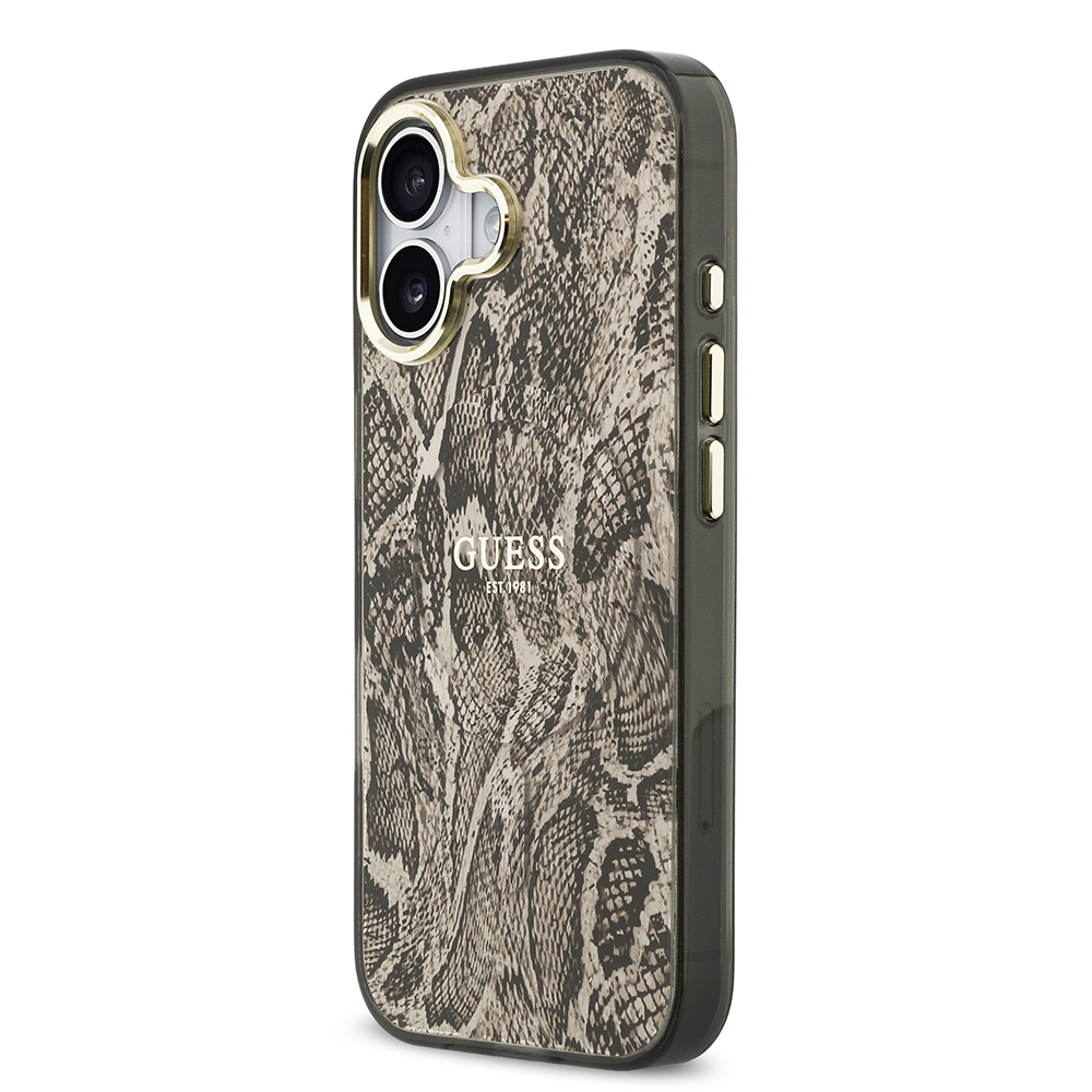 Apple iPhone 17 Kılıf Guess Orjinal Lisanslı M-safe Şarj Özellikli Yazı Logolu Python Desenli Kapak - 11