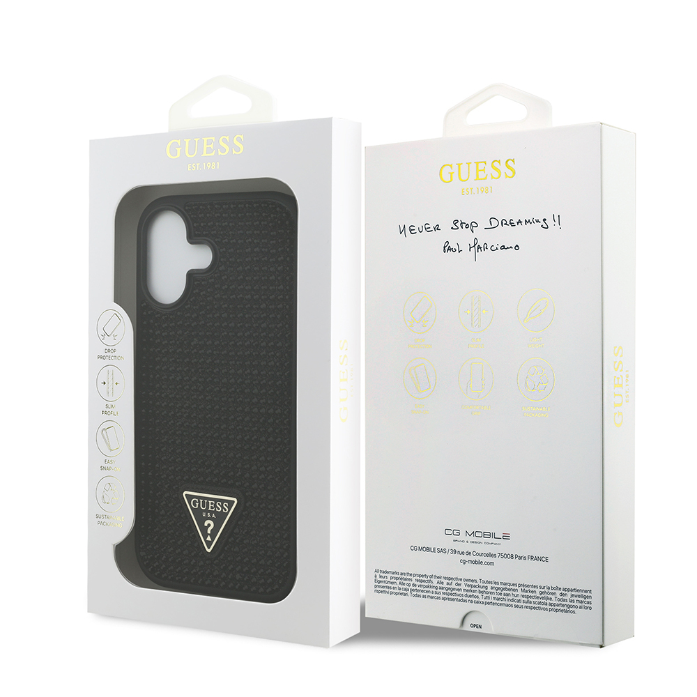 Apple iPhone 17 Kılıf Guess Orjinal Lisanslı Taşlı Arka Yüzey Üçgen Logolu Kapak - 12