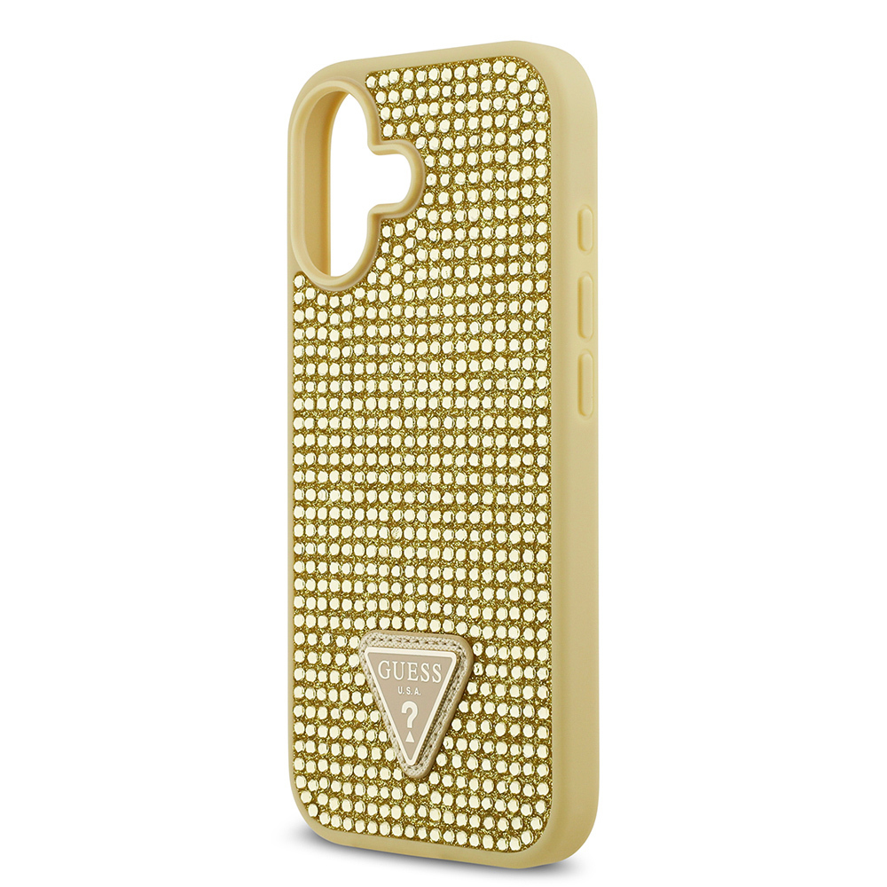 Apple iPhone 17 Kılıf Guess Orjinal Lisanslı Taşlı Arka Yüzey Üçgen Logolu Kapak - 17