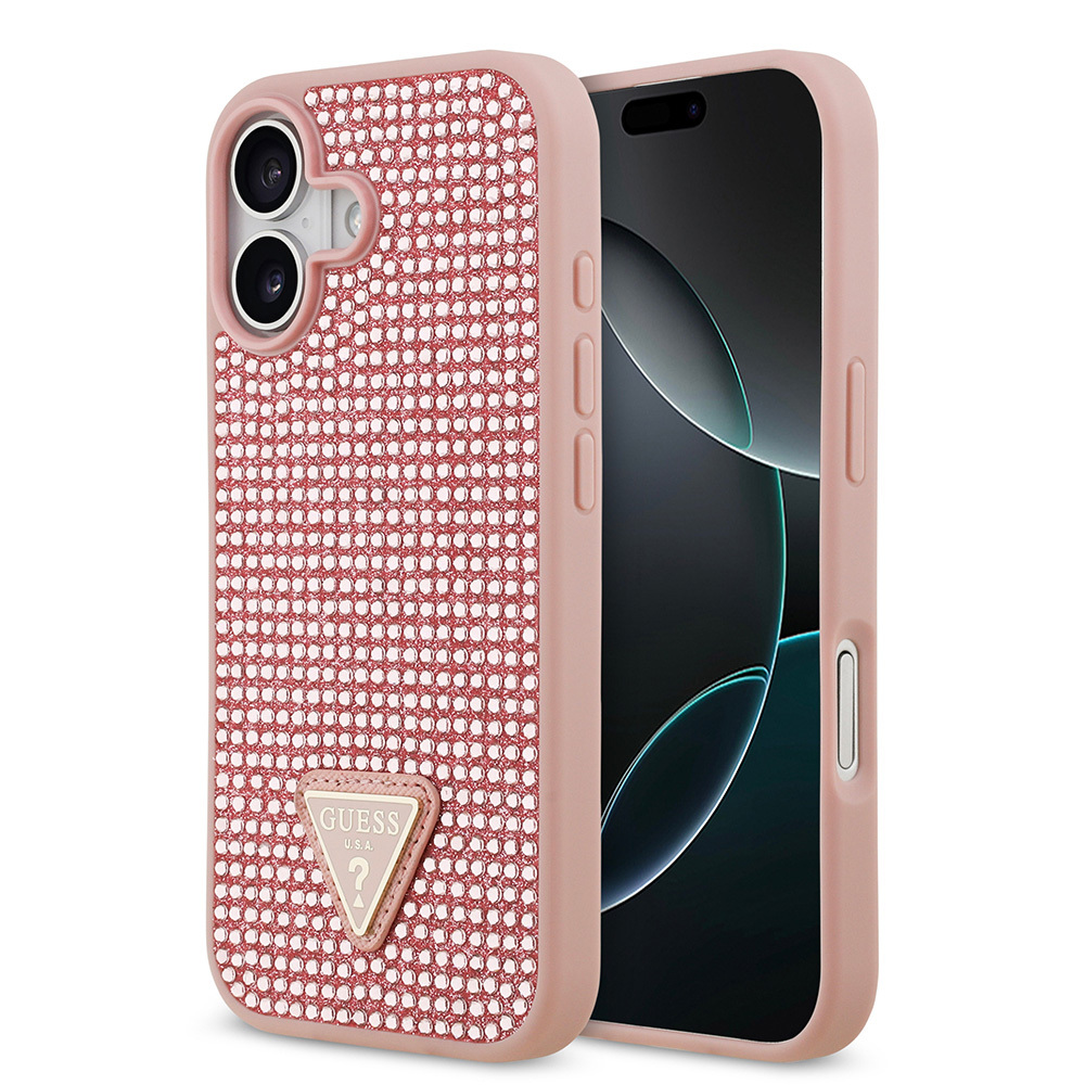 Apple iPhone 17 Kılıf Guess Orjinal Lisanslı Taşlı Arka Yüzey Üçgen Logolu Kapak - 4