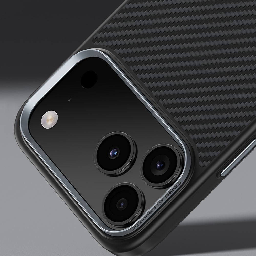 Apple iPhone 17 Kılıf Karbon Fiber M-safe Şarj Özellikli Benks Hybrid ArmorPro 600D Kevlar Kapak - 6