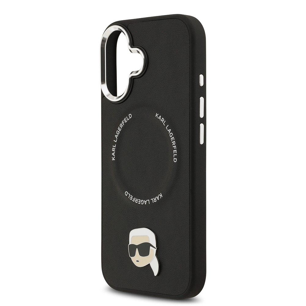 Apple iPhone 17 Kılıf Karl Lagerfeld Orjinal Lisanslı M-safe Şarj Özellikli Metal Kamera ve Buton Tasarımlı Karl PU Deri Kapak - 7