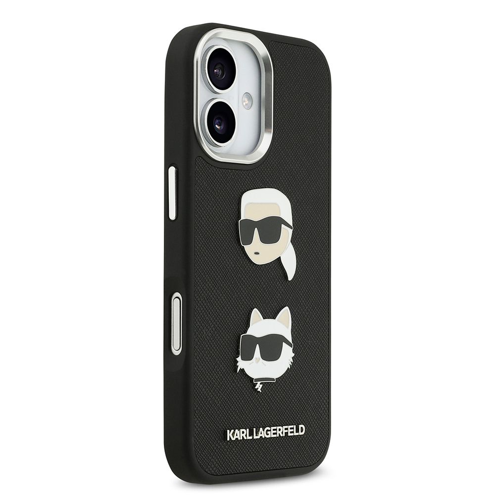 Apple iPhone 17 Kılıf Karl Lagerfeld Orjinal Lisanslı Metal Logolu K&C Heads Pin Kapak - 6
