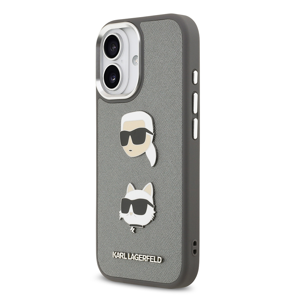 Apple iPhone 17 Kılıf Karl Lagerfeld Orjinal Lisanslı Metal Logolu K&C Heads Pin Kapak - 11