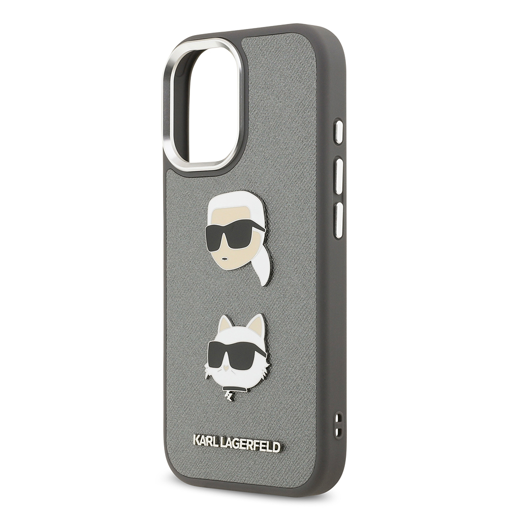 Apple iPhone 17 Kılıf Karl Lagerfeld Orjinal Lisanslı Metal Logolu K&C Heads Pin Kapak - 15