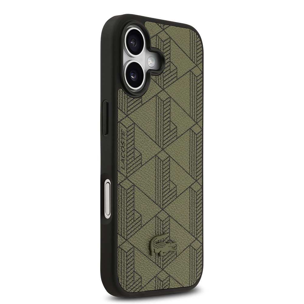 Apple iPhone 17 Kılıf Lacoste Orjinal Lisanslı M-safe Şarj Özellikli PU Deri Tasarımlı Kartlıklı Karışık Monogram Desenli Kapak - 16