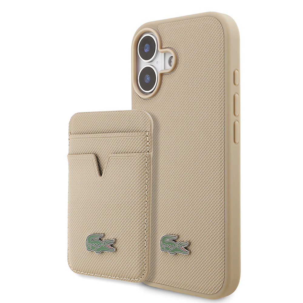 Apple iPhone 17 Kılıf Lacoste Orjinal Lisanslı M-safe Şarj Özellikli PU Pike Desenli Metal Logolu Kartlıklı Kapak - 2