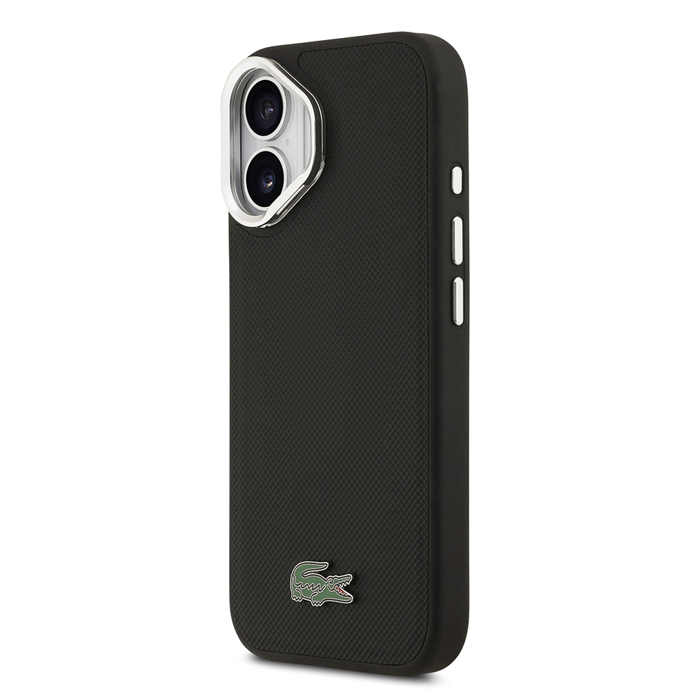 Apple iPhone 17 Kılıf Lacoste Orjinal Lisanslı M-safe Şarj Özellikli PU Pike Desenli Standlı Metal Logolu Kapak - 3