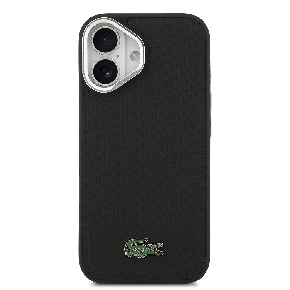 Apple iPhone 17 Kılıf Lacoste Orjinal Lisanslı M-safe Şarj Özellikli PU Pike Desenli Standlı Metal Logolu Kapak - 4