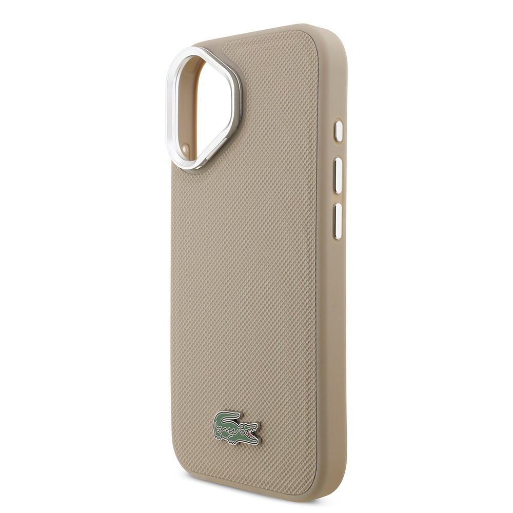 Apple iPhone 17 Kılıf Lacoste Orjinal Lisanslı M-safe Şarj Özellikli PU Pike Desenli Standlı Metal Logolu Kapak - 16