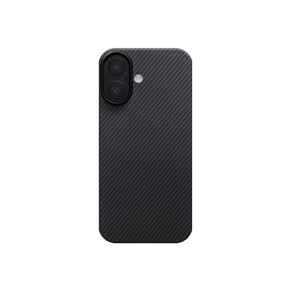 Apple iPhone 17 Kılıf M-safe Şarj Özellikli 1500D Aramid Fiber Pitaka Ultra-Slim Classic Serisi Black-Grey Twill Kapak - 6