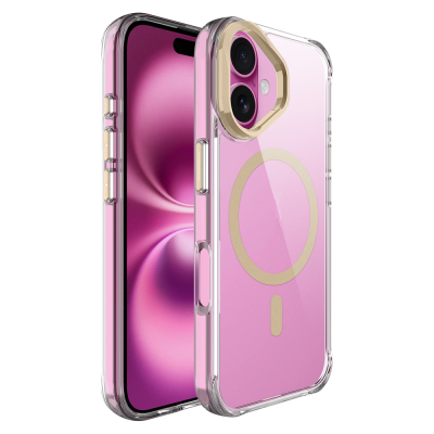 Apple iPhone 17 Kılıf M-safe Şarj Özellikli Airbagli Kamera Standlı Zore Azor Kapak Gold