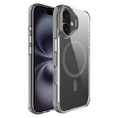 Apple iPhone 17 Kılıf M-safe Şarj Özellikli Airbagli Kamera Standlı Zore Azor Kapak Koyu Gri