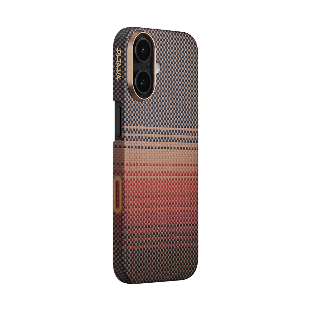 Apple iPhone 17 Kılıf M-safe Şarj Özellikli Aramid Fiber Pitaka Tactile Woven Sunset-Moonrise Serisi Sunset Kapak - 5