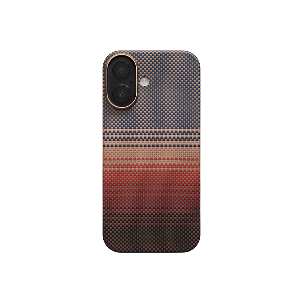 Apple iPhone 17 Kılıf M-safe Şarj Özellikli Aramid Fiber Pitaka Tactile Woven Sunset-Moonrise Serisi Sunset Kapak - 3